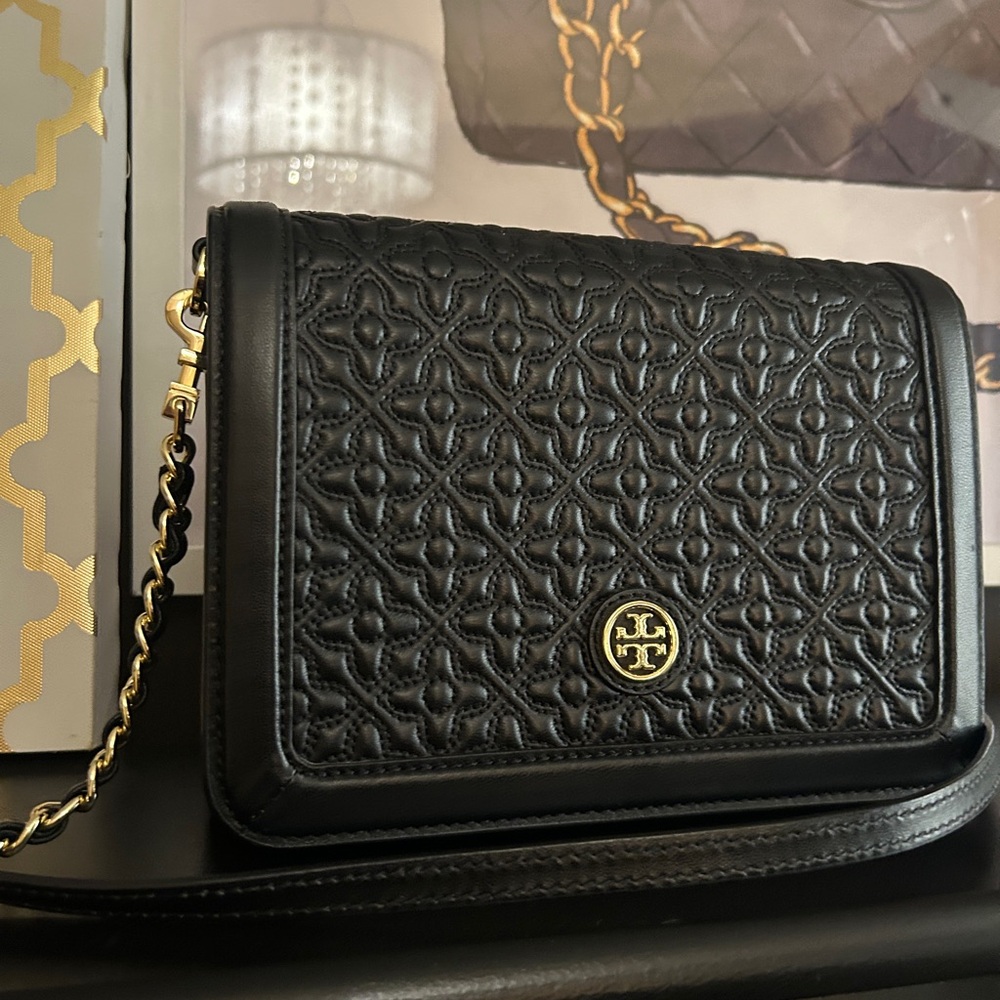 Tory Burch Black Embossed Crossbody Bag